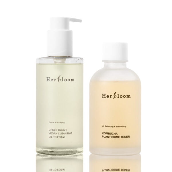 Pack cuidado facial calmante vegano: Limpiador Oil to Foam y Tónico Kombucha Herbloom